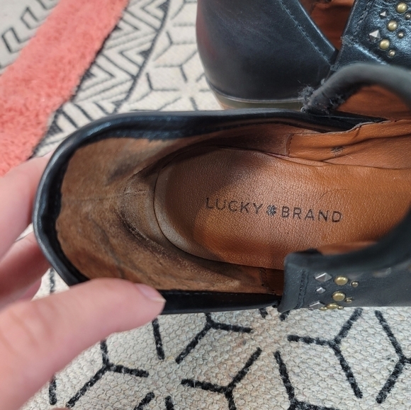 LUCKY BRAND KENDY BLACK STUDDED BOOTIES, SZ 10 - Picture 8 of 14